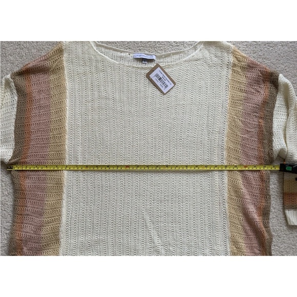 Miss Sparkling Oversized Loose Knit Sweater Womens L Cream Striped Boho Beachy - Picture 10 of 11